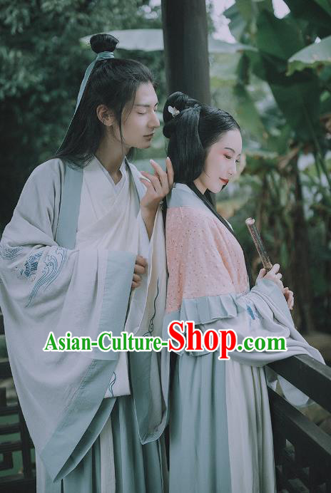Asian China Jin Dynasty Costume Complete Set, Traditional Ancient Chinese Hanfu Clothing for Men for Women