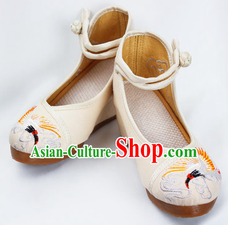 Asian Chinese Shoes Wedding Shoes Princess Shoes, Traditional China Handmade Hanfu Shoes Embroidered Crane Shoes for Women