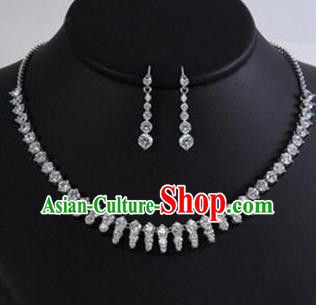 Traditional Korean Accessories Asian Korean Fashion Wedding Crystal Necklace and Earrings Complete Set for Women