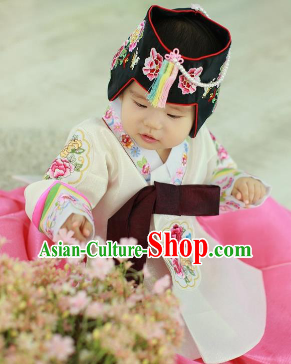 Traditional Korean Handmade Court Hanbok Embroidered Clothing, Asian Korean Apparel Hanbok Embroidery Princess Costume for Kids