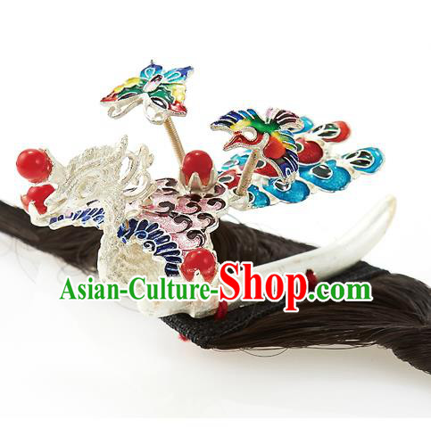 Traditional Korean Hair Accessories Bride Phoenix Hair Claw, Asian Korean Fashion Wedding Hair Decorations for Kids