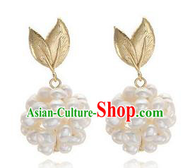 Traditional Korean Accessories Bride Pearls Earrings, Asian Korean Fashion Wedding Eardrop for Kids