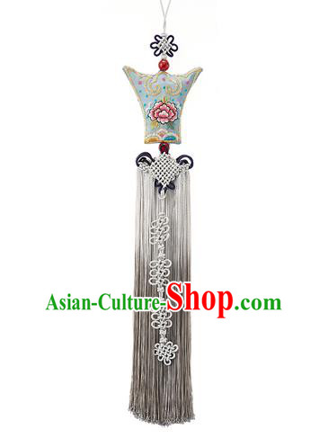 Traditional Korean Accessories Waist Pendant, Asian Korean Fashion Wedding Embroidery Flowers Tassel Waist Decorations for Women
