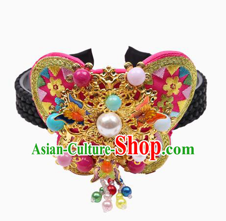 Traditional Korean Hair Accessories Pearls Butterfly Hair Clasp, Asian Korean Fashion Wedding Headwear for Kids