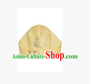 Traditional Korean Hair Accessories Embroidered Yellow Hats, Asian Korean Fashion National Boys Headwear for Kids