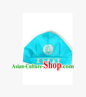 Traditional Korean Hair Accessories Embroidered Blue Hats, Asian Korean Fashion National Boys Headwear for Kids