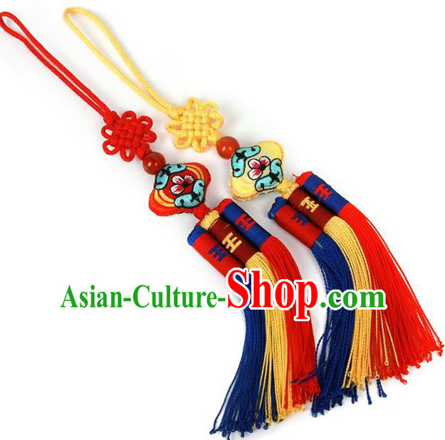 Traditional Korean Accessories Embroidered Waist Pendant, Asian Korean Fashion Wedding Tassel Waist Decorations for Kids