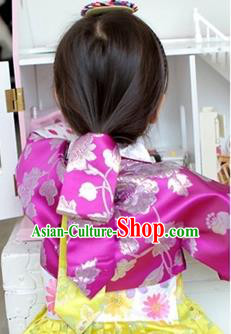 Traditional Korean Hair Accessories Embroidered Rosy Headband, Asian Korean Fashion Wedding Hair Ribbons Decorations for Kids