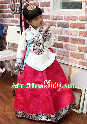 Traditional Korean Handmade Hanbok Embroidered Costume, Asian Korean Apparel Hanbok Embroidery Bride Clothing for Girls