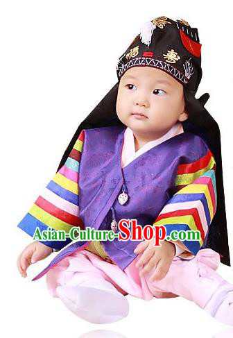 Traditional Korean Handmade Hanbok Embroidered Costume, Asian Korean Apparel Hanbok Embroidery Clothing for Boys