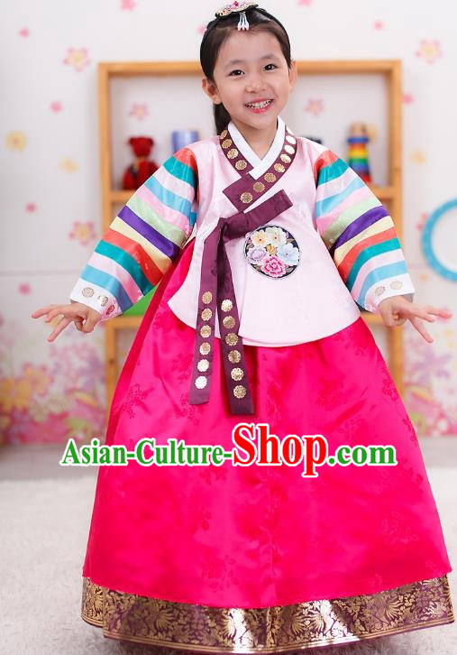 Traditional Korean Handmade Formal Occasions Embroidered Girls Wedding Costume Palace Hanbok Dress Clothing for Kids