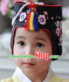 Traditional Korean Hair Accessories Embroidered Flowers Hats, Asian Korean Fashion Children Wedding Headwear for Girls