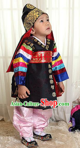 Traditional Korean Handmade Formal Occasions Embroidered Baby Prince Hanbok Clothing