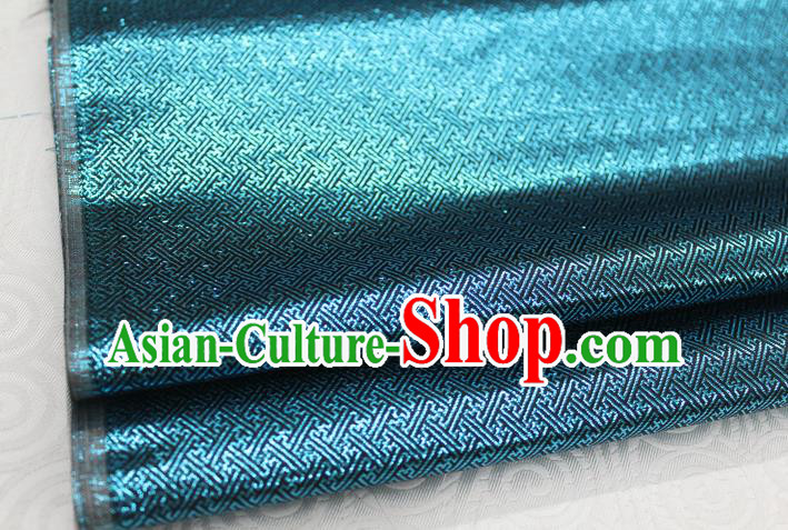 Chinese Traditional Royal Palace Pattern Mongolian Robe Blue Brocade Fabric, Chinese Ancient Emperor Costume Drapery Hanfu Tang Suit Material