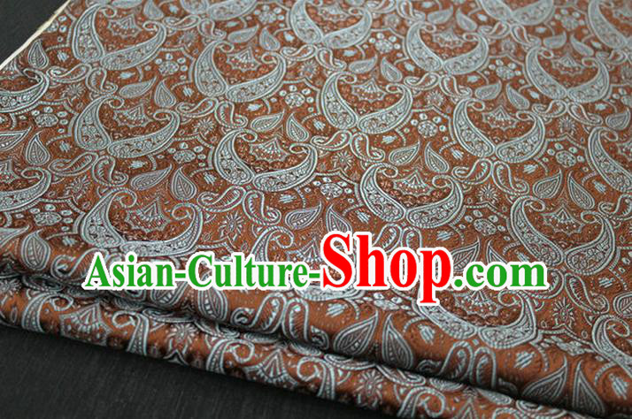 Chinese Traditional Royal Palace Pattern Mongolian Robe Coffee Brocade Cheongsam Fabric, Chinese Ancient Costume Drapery Hanfu Tang Suit Material