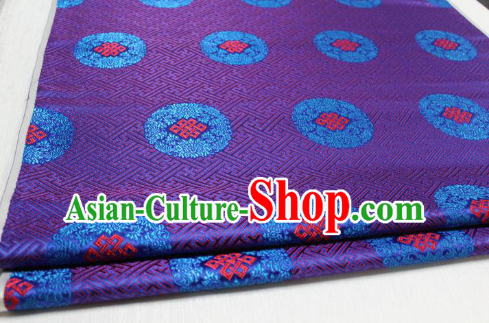 Chinese Traditional Royal Palace Pattern Mongolian Robe Purple Tapestry Cheongsam Fabric, Chinese Ancient Costume Satin Hanfu Tang Suit Material