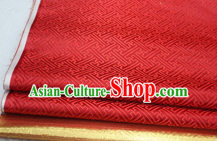 Chinese Traditional Royal Palace Pattern Mongolian Robe Red Brocade Fabric, Chinese Ancient Costume Satin Hanfu Tang Suit Material