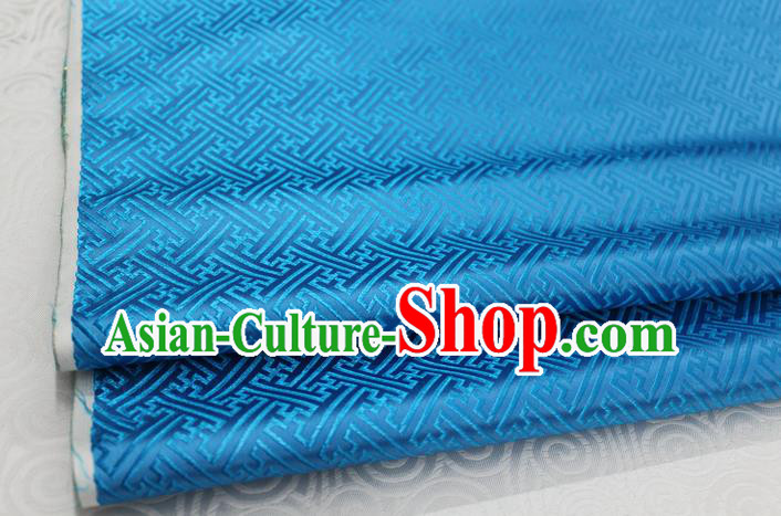 Chinese Traditional Royal Palace Pattern Mongolian Robe Light Blue Brocade Fabric, Chinese Ancient Costume Satin Hanfu Tang Suit Material