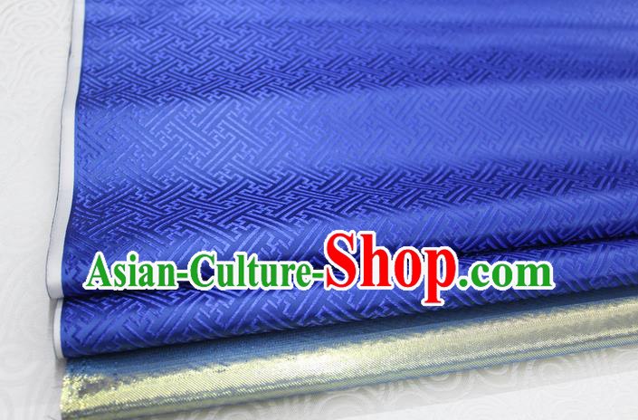 Chinese Traditional Royal Palace Pattern Mongolian Robe Royalblue Brocade Fabric, Chinese Ancient Costume Satin Hanfu Tang Suit Material
