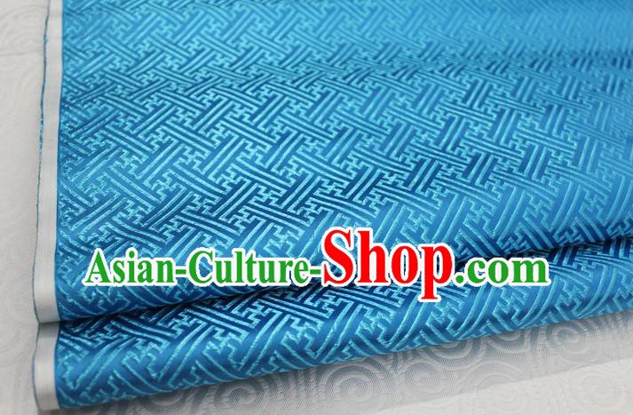 Chinese Traditional Royal Palace Pattern Mongolian Robe Light Blue Brocade Fabric, Chinese Ancient Costume Satin Hanfu Tang Suit Material