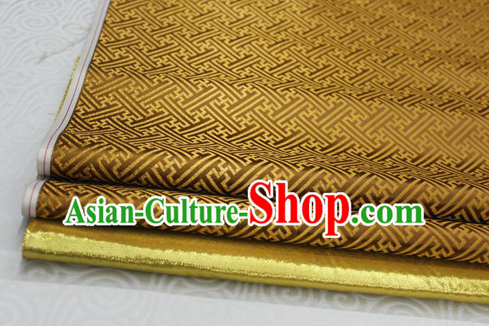 Chinese Traditional Royal Palace Pattern Mongolian Robe Mud Golden Brocade Fabric, Chinese Ancient Costume Satin Hanfu Tang Suit Material