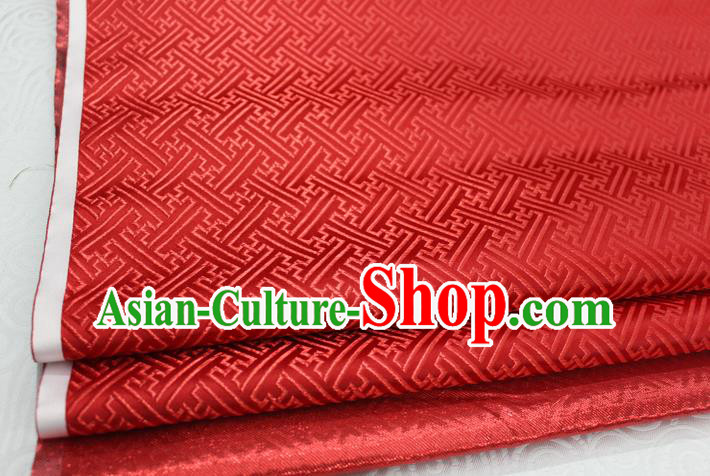 Chinese Traditional Royal Palace Pattern Mongolian Robe Red Brocade Fabric, Chinese Ancient Costume Satin Hanfu Tang Suit Material