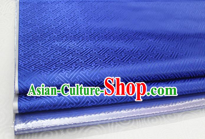 Chinese Traditional Royal Palace Pattern Mongolian Robe Royalblue Brocade Fabric, Chinese Ancient Costume Satin Hanfu Tang Suit Material