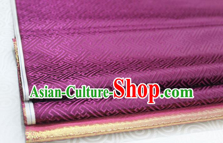 Chinese Traditional Royal Palace Pattern Mongolian Robe Purple Brocade Fabric, Chinese Ancient Costume Satin Hanfu Tang Suit Material