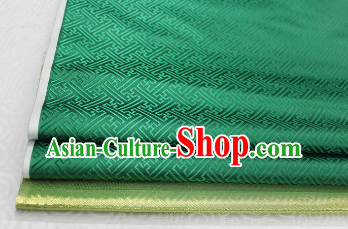 Chinese Traditional Royal Palace Pattern Mongolian Robe Deep Green Brocade Fabric, Chinese Ancient Costume Satin Hanfu Tang Suit Material