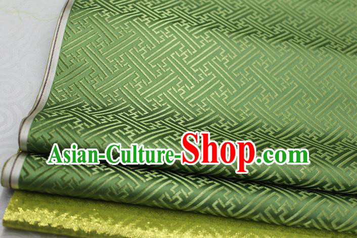 Chinese Traditional Royal Palace Pattern Mongolian Robe Green Brocade Fabric, Chinese Ancient Costume Satin Hanfu Tang Suit Material