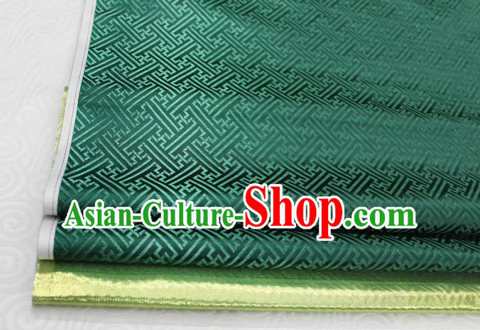 Chinese Traditional Royal Palace Pattern Mongolian Robe Atrovirens Brocade Fabric, Chinese Ancient Costume Satin Hanfu Tang Suit Material