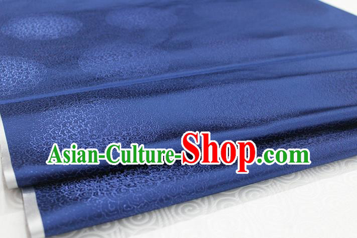 Chinese Traditional Royal Palace Mongolian Robe Navy Brocade Cheongsam Fabric, Chinese Ancient Costume Satin Hanfu Tang Suit Material