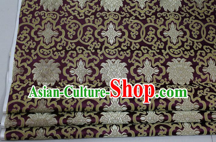 Chinese Traditional Royal Palace Rich Flowers Pattern Amaranth Brocade Cheongsam Fabric, Chinese Ancient Costume Satin Hanfu Tang Suit Material