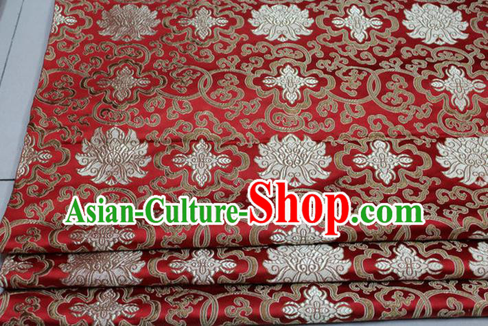 Chinese Traditional Royal Palace Golden Rich Flowers Pattern Red Brocade Cheongsam Fabric, Chinese Ancient Costume Satin Hanfu Tang Suit Material