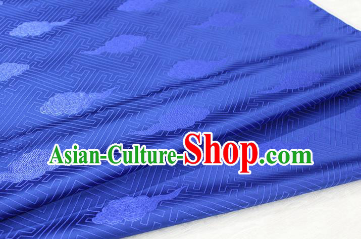 Chinese Traditional Royal Palace Cloud Pattern Royalblue Brocade Mongolian Robe Fabric, Chinese Ancient Costume Satin Hanfu Tang Suit Material