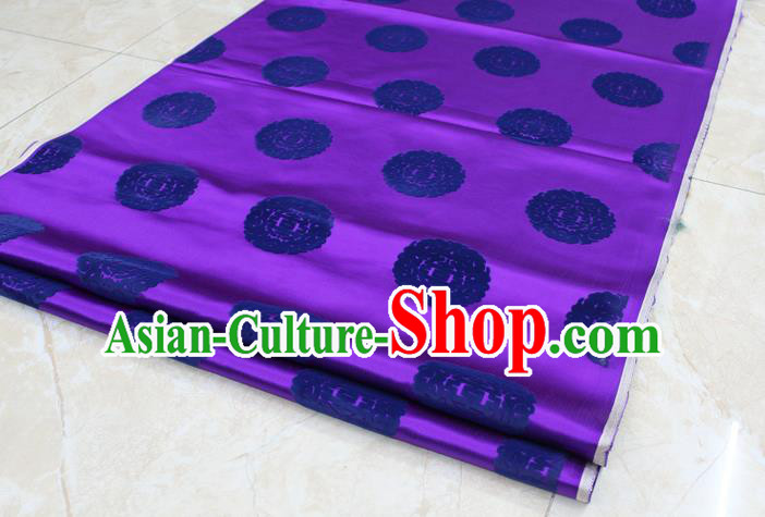 Chinese Traditional Royal Palace Longevity Pattern Purple Brocade Mongolian Robe Fabric, Chinese Ancient Costume Satin Hanfu Tang Suit Material