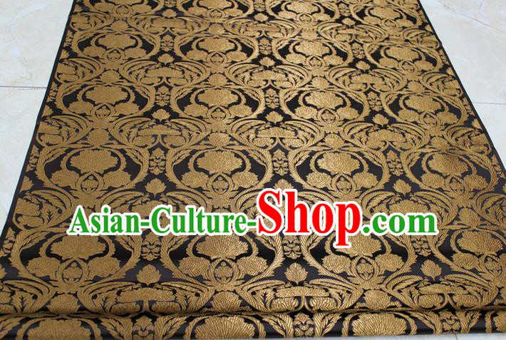 Chinese Traditional Royal Palace Pattern Deep Brown Brocade Mongolian Robe Tibetan Robe Fabric, Chinese Ancient Costume Satin Hanfu Tang Suit Material