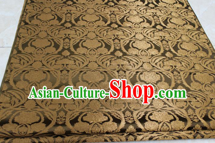 Chinese Traditional Royal Palace Pattern Bronze Brocade Mongolian Robe Tibetan Robe Fabric, Chinese Ancient Costume Satin Hanfu Tang Suit Material