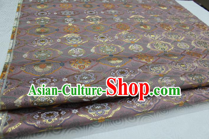 Chinese Traditional Royal Palace Pattern Deep Pink Brocade Mongolian Robe Tibetan Robe Fabric, Chinese Ancient Costume Satin Hanfu Kimono Material