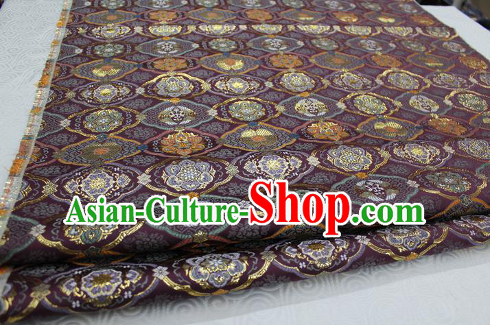 Chinese Traditional Royal Palace Pattern Purple Brocade Mongolian Robe Tibetan Robe Fabric, Chinese Ancient Costume Satin Hanfu Kimono Material