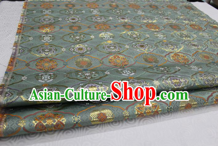 Chinese Traditional Royal Palace Pattern Light Green Brocade Mongolian Robe Tibetan Robe Fabric, Chinese Ancient Costume Satin Hanfu Kimono Material