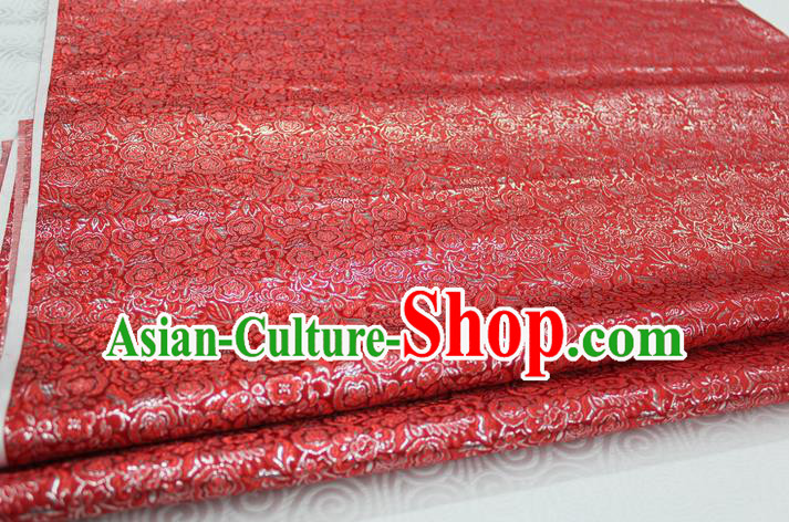 Chinese Traditional Royal Palace Pattern Cheongsam Red Brocade Fabric, Chinese Ancient Costume Satin Hanfu Material