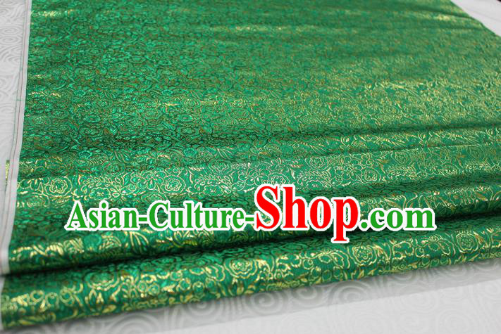 Chinese Traditional Royal Palace Pattern Cheongsam Green Brocade Fabric, Chinese Ancient Costume Satin Hanfu Material