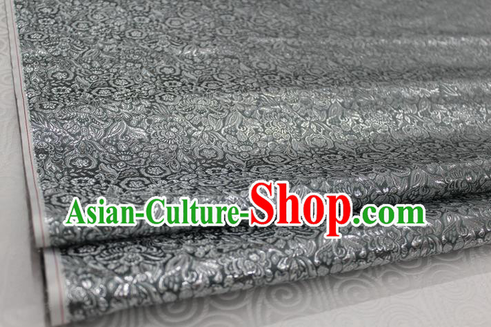 Chinese Traditional Royal Palace Pattern Cheongsam Deep Grey Brocade Fabric, Chinese Ancient Costume Satin Hanfu Material