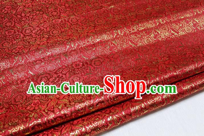 Chinese Traditional Royal Palace Pattern Cheongsam Red Brocade Fabric, Chinese Ancient Costume Satin Hanfu Material