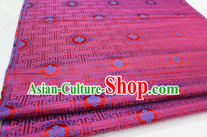 Chinese Traditional Ancient Costume Palace Blue Pattern Mongolian Robe Red Brocade Tang Suit Fabric Hanfu Material