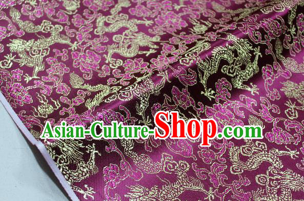 Chinese Traditional Ancient Costume Palace Dragons Pattern Mongolian Robe Purple Brocade Tang Suit Fabric Hanfu Material