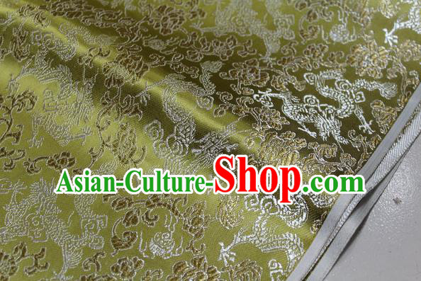 Chinese Traditional Ancient Costume Palace Dragons Pattern Mongolian Robe Green Brocade Tang Suit Fabric Hanfu Material