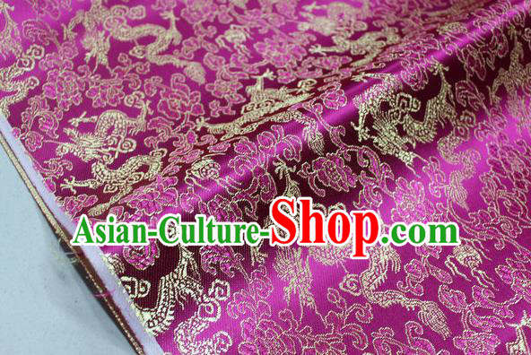 Chinese Traditional Ancient Costume Palace Dragons Pattern Mongolian Robe Rosy Brocade Tang Suit Fabric Hanfu Material