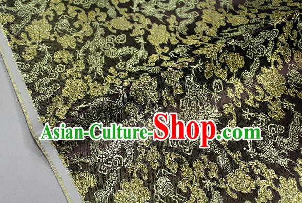 Chinese Traditional Ancient Costume Palace Dragons Pattern Mongolian Robe Deep Coffee Brocade Tang Suit Fabric Hanfu Material